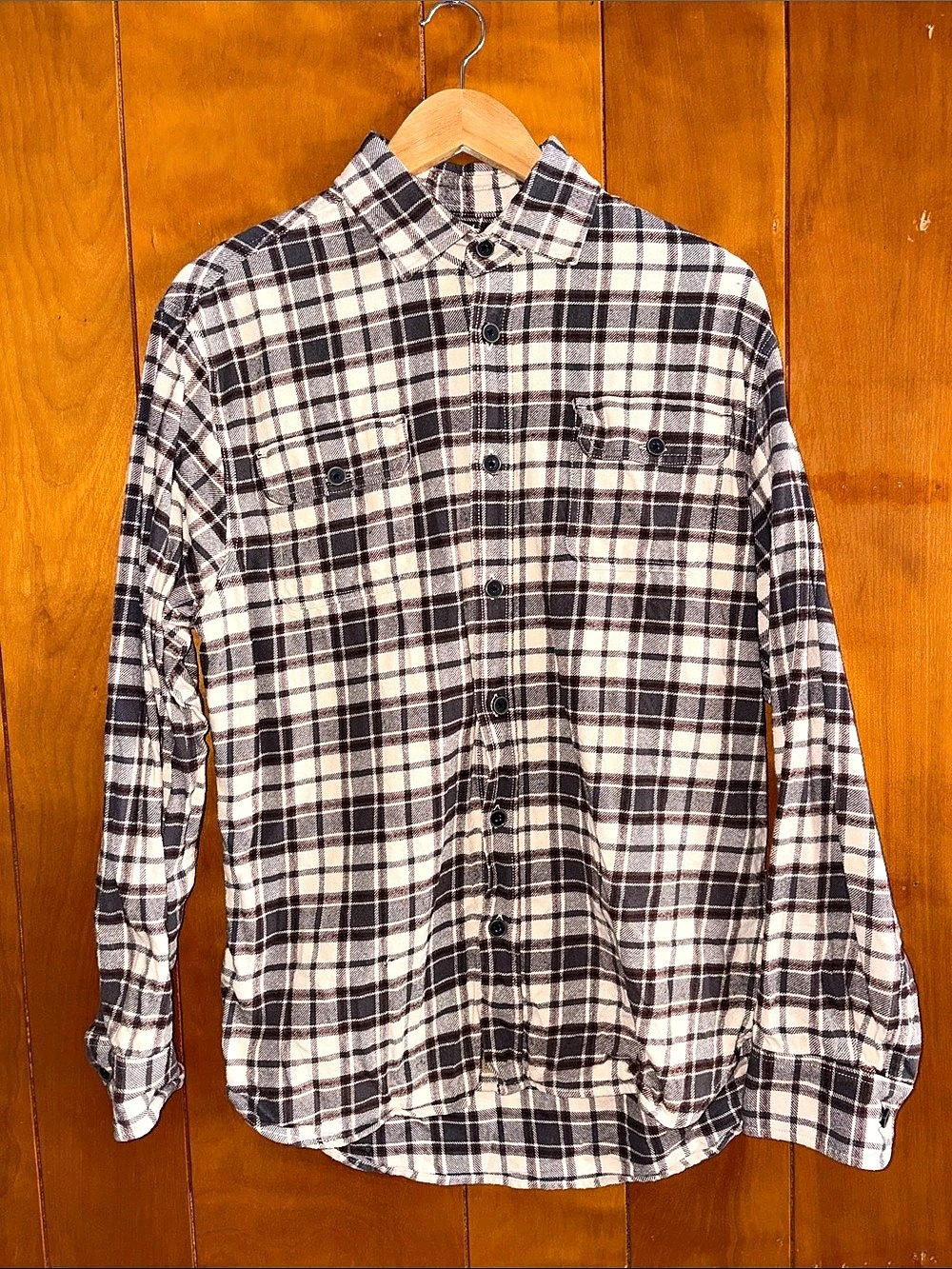 Jachs Plaid Button Down in Brown & Cream Size Medium